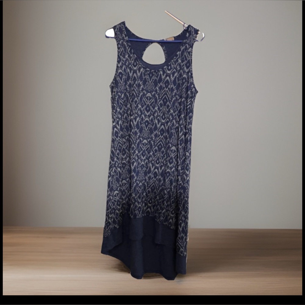 Pretty patterned Blue High-Low Dress